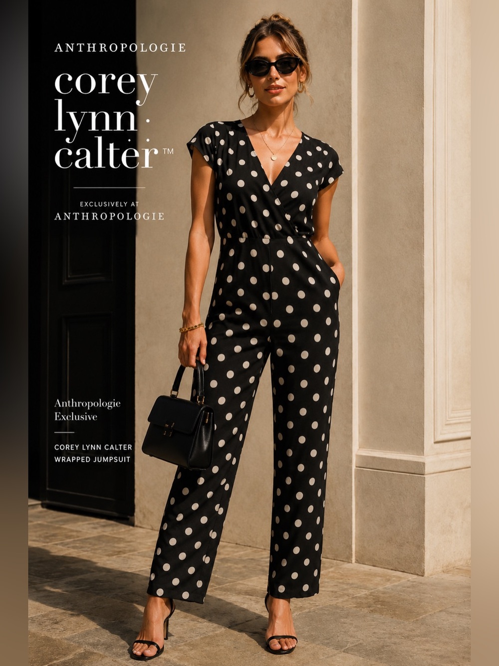 Corey Lynn Calter Anthropologie Polka Dot Wrap Jumpsuit Medium USA Euro Summer